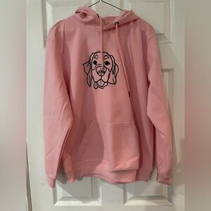 New Women’s Hooded Sweatshirt Pink Puppy Face Bailey name on sleeve Size MD